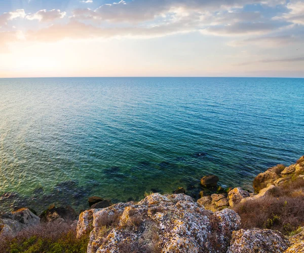 Côte Mer Émeraude Coucher Soleil Été — Photo