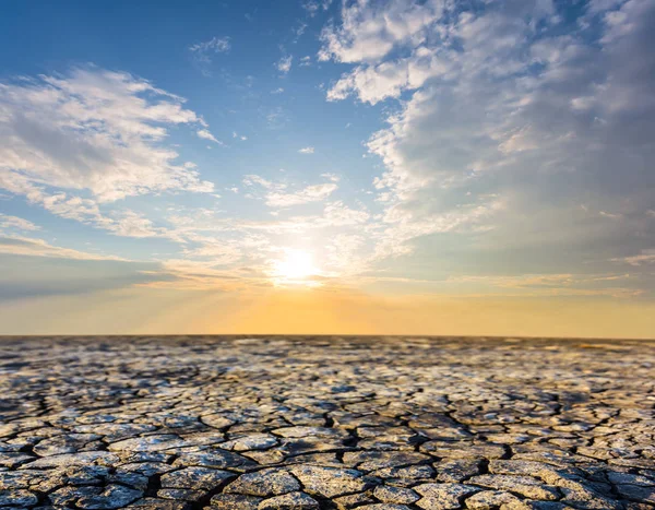 Terra Seca Salina Uma Fenda Pôr Sol — Fotografia de Stock