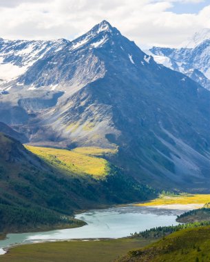 bir dağ zincirine yakın küçük göl