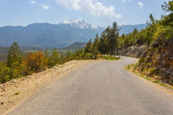 View Tahtali Dagi Asphalt Road Turkey Lycian Way Natural Background — Stock Photo, Image