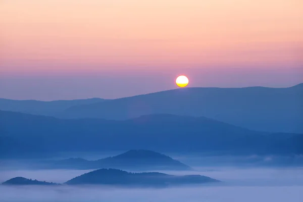 평화로운 배경에 안개에 실루엣 로열티 프리 스톡 사진