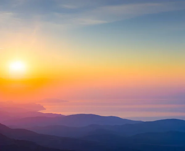 Vista Dal Pendio Del Monte Una Baia Mare Mattino Presto — Foto Stock