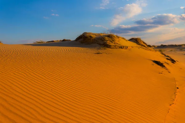 Red Sandy Desrt Landskap Kvällen — Stockfoto