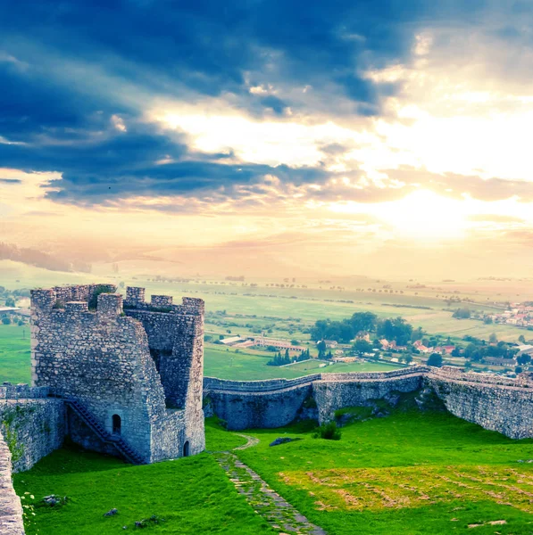 Old Castle Green Hill Sunset Old Medieval Ruin Museum — Stock Photo, Image