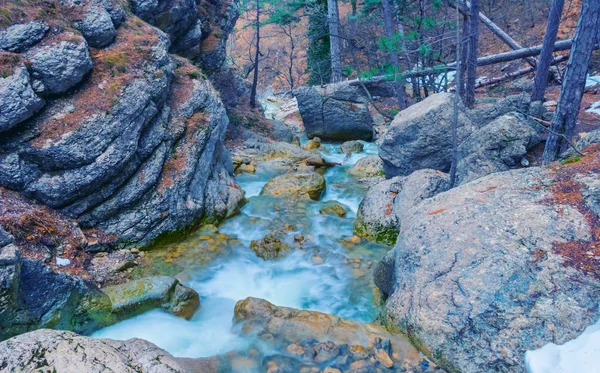 Říčka Řítí Údolím Horské — Stock fotografie