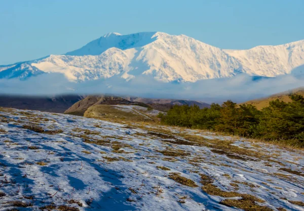 Vinter Snöbunden Bergsplatå Landskap — Stockfoto