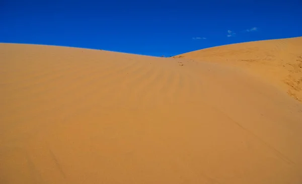 Крупный План Летом Песчаная Дюна Пустыни Голубом Фоне Неба — стоковое фото