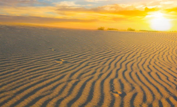 Широка Піщана Сцена Пустелі Заході Сонця — стокове фото