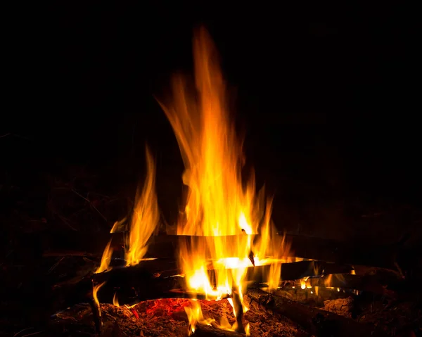 Primer Plano Fuego Campamento Noche — Foto de Stock