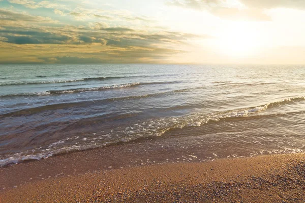 Spiaggia Sabbiosa Tramonto Vacanze Estive All Aperto Sfondo Naturale — Foto Stock