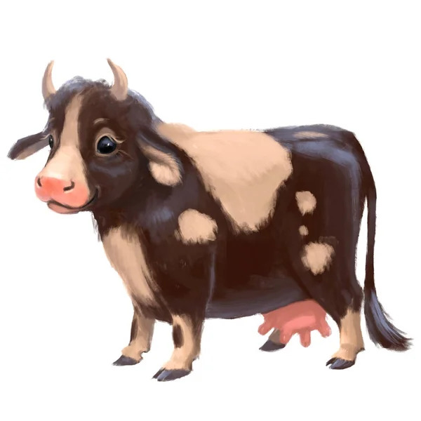 Cartoon spotted cow on white background