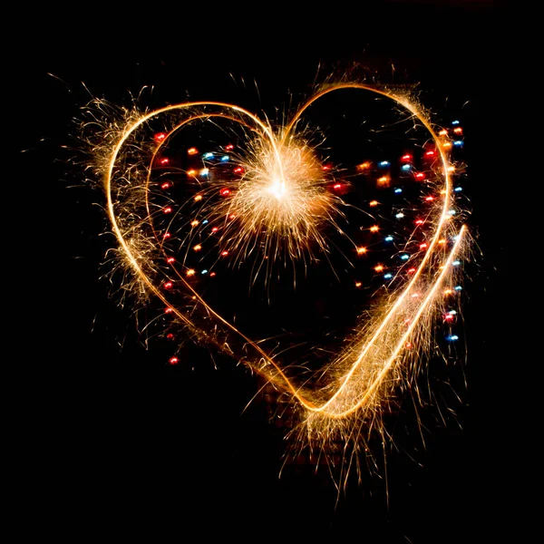 Sparkler Heart Valentine Day — Stock Photo, Image