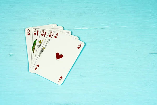 Cartas Juego Mano Póker —  Fotos de Stock