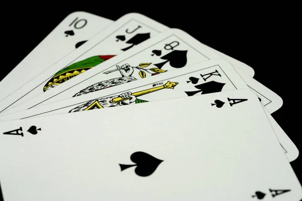 Κάρτες Παιχνιδιού Χέρι Πόκερ — Φωτογραφία Αρχείου