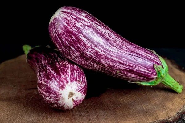Purple Striped Eggplant Wood — Stock Photo, Image