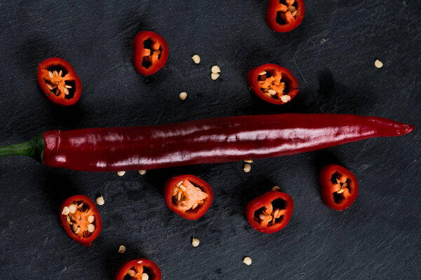 red pepper and black background