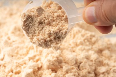 peynir altı suyu protein tozu ve kaşık
