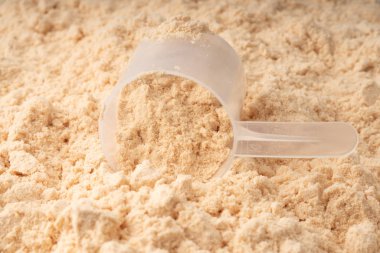 peynir altı suyu protein tozu ve kaşık