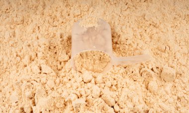 peynir altı suyu protein tozu ve kaşık