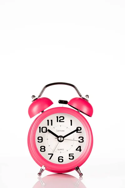 Pink Alarm Clock White Background Royalty Free Stock Images