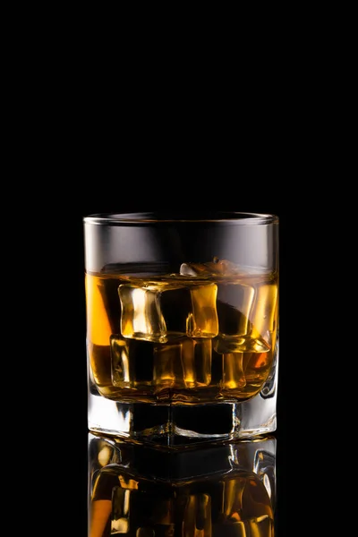 Glass Whiskey Black Background — Stock Photo, Image