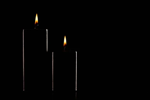 Burning Black Candle Dark — Stock Photo, Image