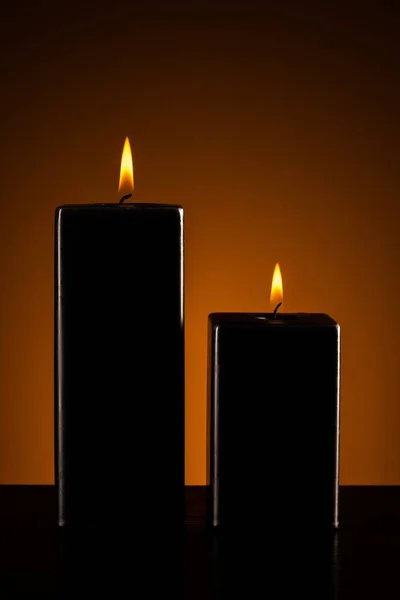 Burning Black Candle Dark — Stock Photo, Image