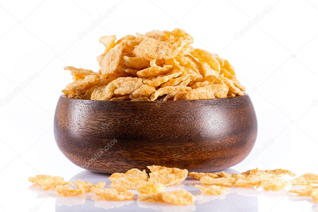 Breakfast cornflakes in a red plate