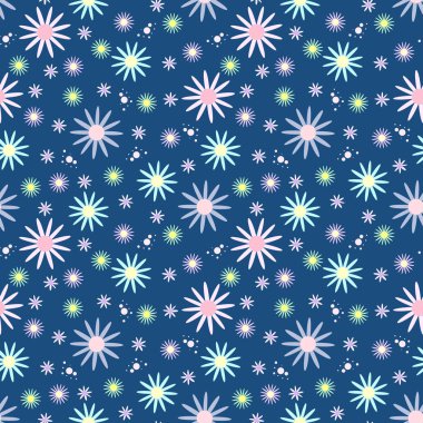 Vektör seamless modeli üzerinde koyu mavi çiçekli. Arka plan duvar kağıdı, tekstil, plastik ve web tasarımı için