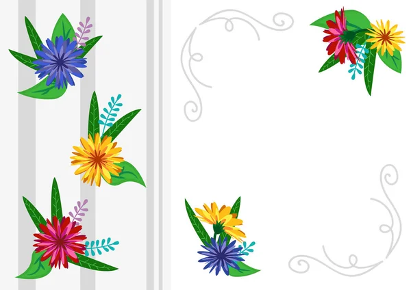 Plantilla Vectorial Páginas Blanco Portada Álbum Fotos Cuaderno Con Flores — Vector de stock