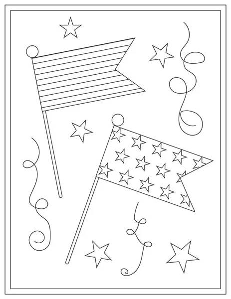 Black White Stars Stars Stripes Flags Ribbon Streamers Isolated White — Stock Vector