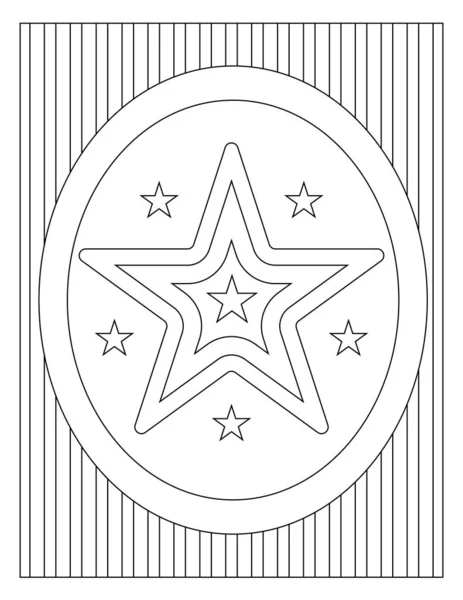 Coloriage Patriotique Américain Grandes Petites Étoiles Cinq Branches Dans Cadre — Image vectorielle