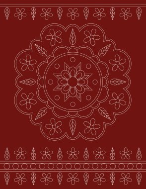 Openwork daire, oryantal tarzında mandala koyu bir Burgundy arka plan üzerinde izole. Yuvarlak süs