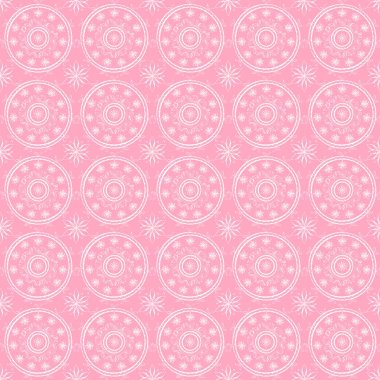 Narin, dantel dikişsiz desen: pembe arka plan üzerinde beyaz, konturlu daireler