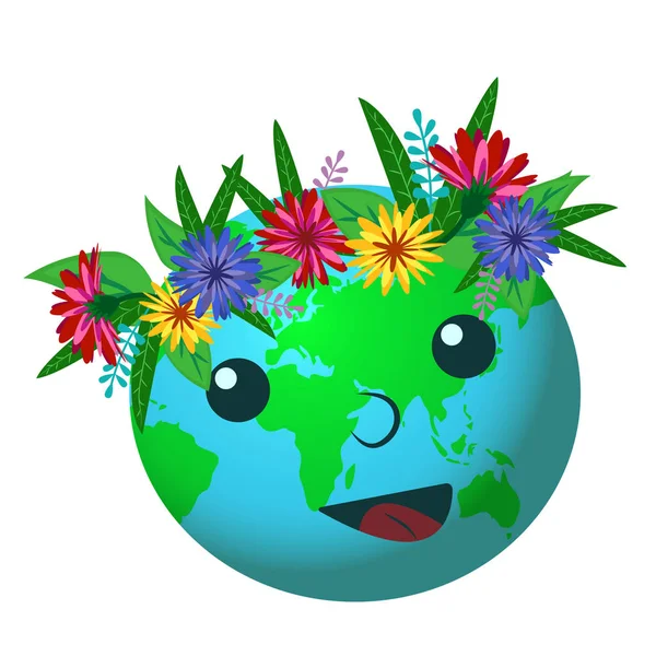 Un planeta tierra de dibujos animados feliz con una flor imágenes de stock de arte vectorial | Depositphotos Un planeta tierra de dibujos animados feliz con una flor imágenes de stock de arte vectorial | Depositphotos