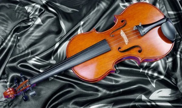 Violin Silk Background Top View — Stock Photo, Image