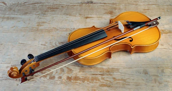 Violin Wooden Background — Stock Photo, Image