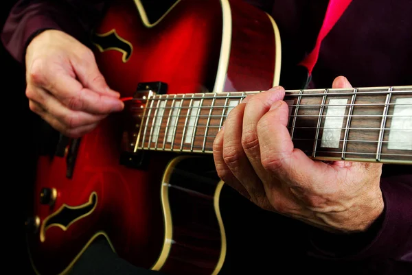 Handen Van Gitarist Gitaar Close — Stockfoto