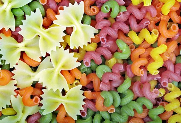 Gekleurde Pasta Textuur Achtergrond Bovenaanzicht — Stockfoto