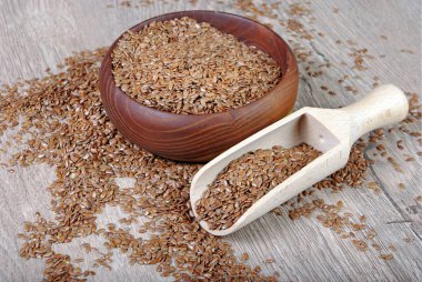 ahşap kepçe linsed keten tohumu