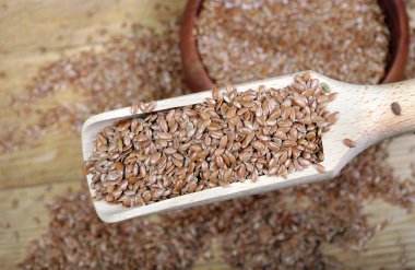 ahşap kepçe linsed keten tohumu