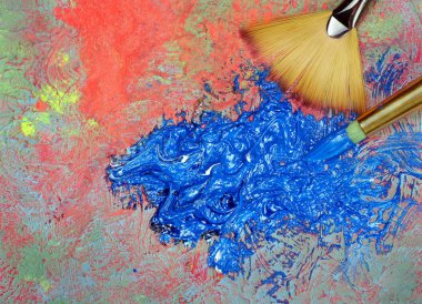 Palet ve sanatçı fırçalar fırça vuruşları 