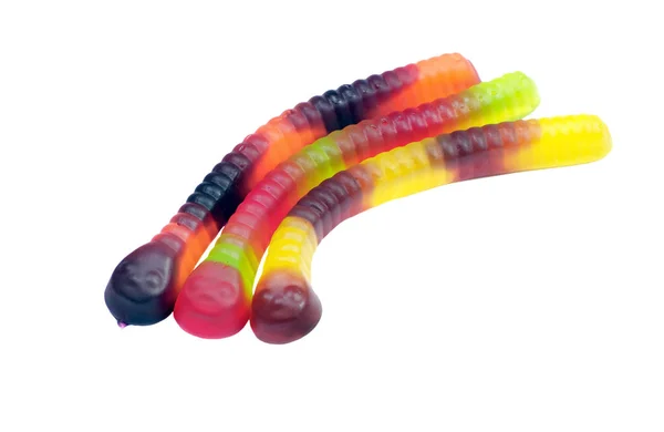 Gummiwormen Geïsoleerd Wit — Stockfoto