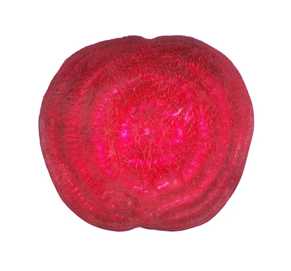 Beyaz arka planda izole edilmiş kırmızı pancar dilimleri. Dilimlenmiş taze pancarlar.