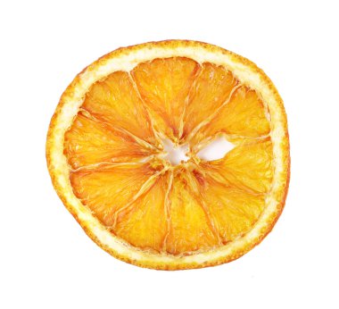 Beyaz izole kurutulmuş Portakal dilim.