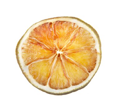 Beyaz Üzerine İzole Edilmiş Kurutulmuş Kireç Dilimi. Üstte görüntü