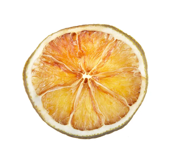 Beyaz Üzerine İzole Edilmiş Kurutulmuş Kireç Dilimi. Üstte görüntü