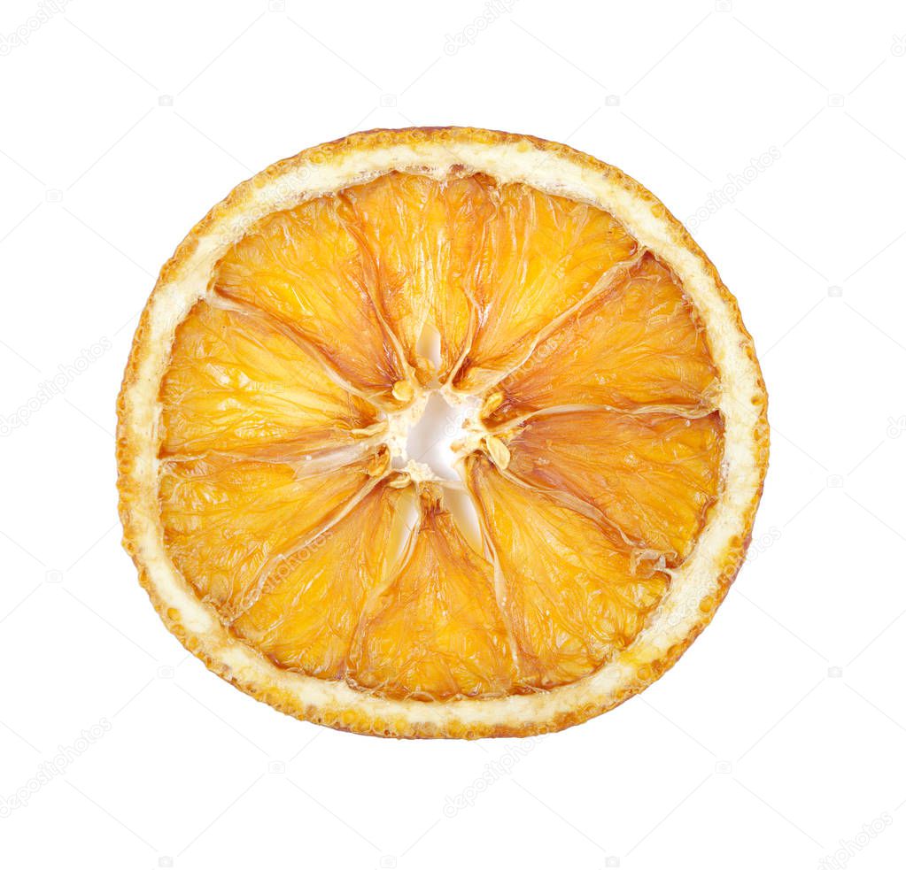 Slice Of Dried Orange Isolated On White.