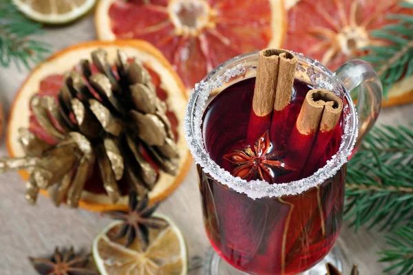 Glühwein Gedroogde Vruchten Specerijen Close — Stockfoto