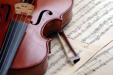 Müzik arkaplanda fiyonklu güzel bir klasik keman.